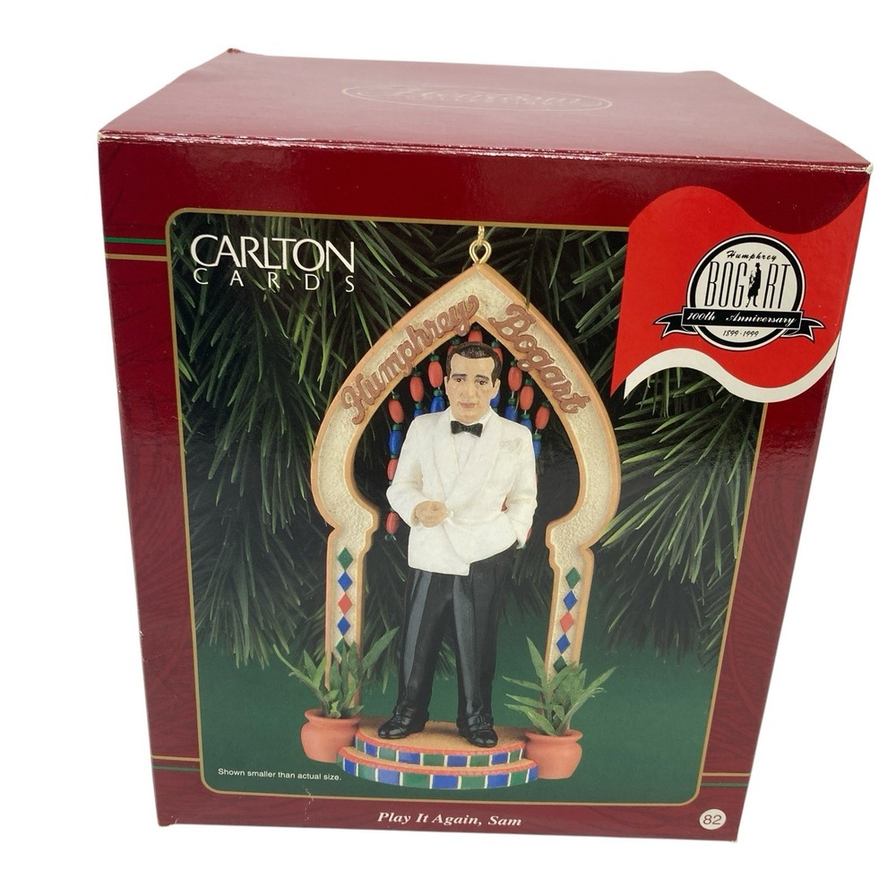 Vtg Carlton Cards "Play it Again Sam" Humphrey BOGART as Rick Ornament #82 NOS